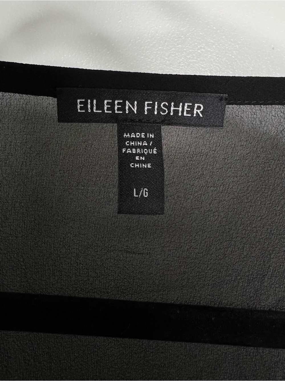 Eileen Fisher Sheer Silk Blouse Black Hi-Lo Hem Boxy Short Sleeve Top Large - Picture 4 of 5